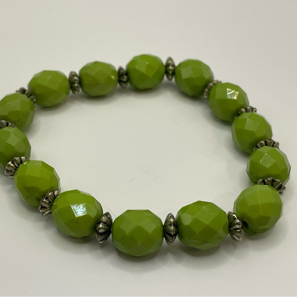 5pc NEW Green Beaded Stretch Bracelets Boho Stack Set Jade Olive Peridot Vibes đ - Picture 14 of 16